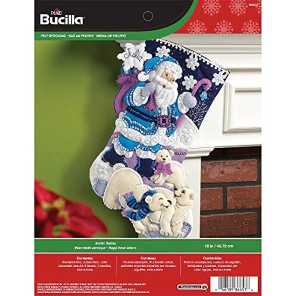 Bucilla 18-Inch Christmas Stocking Felt Applique Kit Arctic Santa