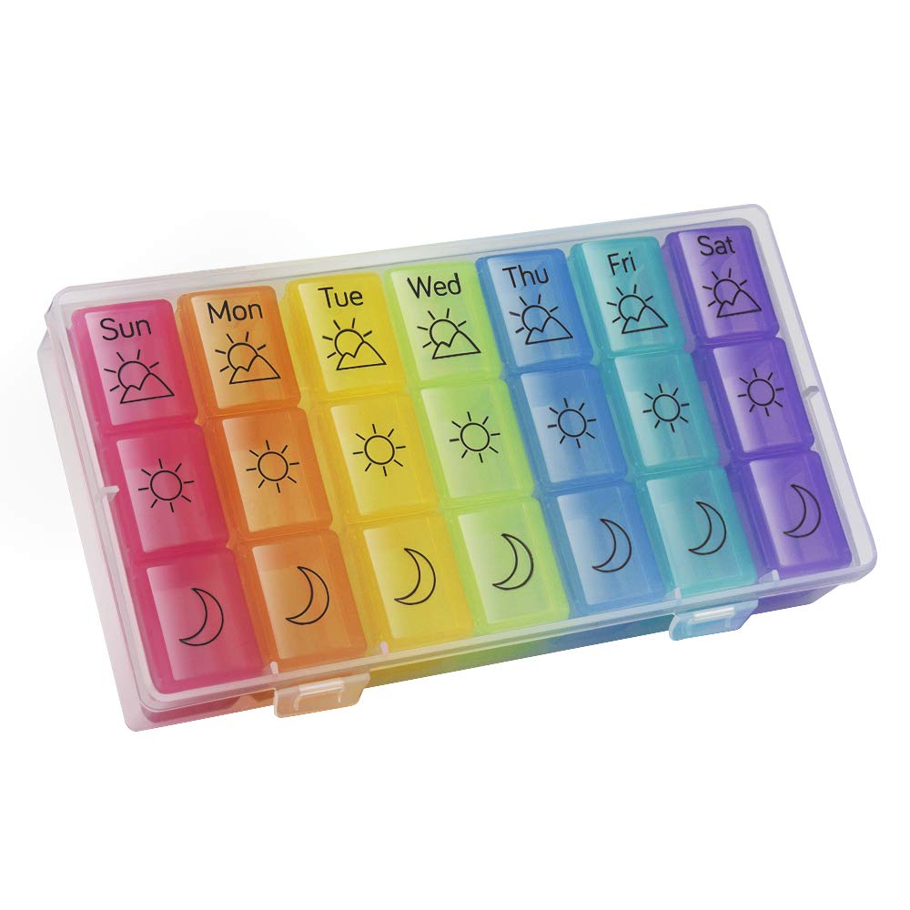 Weekly Pill Organizer 3 Times a Day with Travel Bag, Tnvee Large