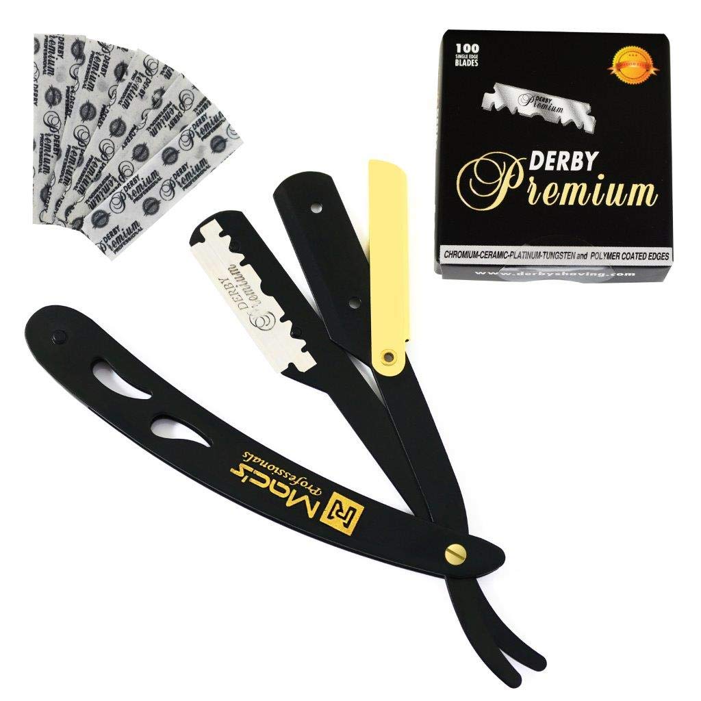 Professional Barber Straight Edge Razor Safety with 100 Derby Blades