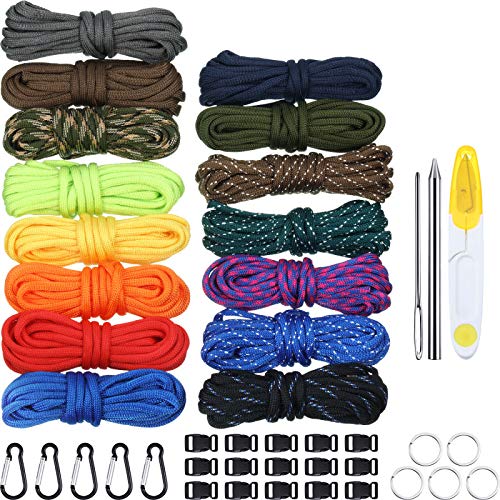 PARACORD PLANET 550lb Type III Paracord Combo Crafting Kits with Buckles  (Rainbow)