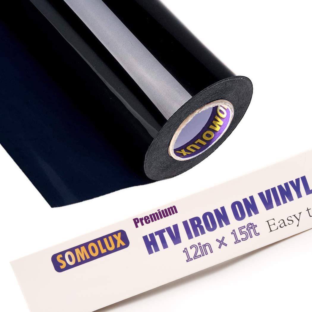 SOMOLUX HTV Matte Black Iron on Vinyl Compatible with Silhouette