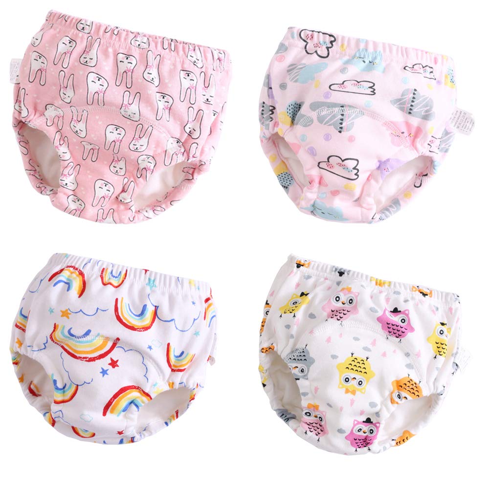 3 Pack Baby Toddler Cotton Training Pants 6 Layers Potty Training  Underwear, Waterproof,Adorable and Washable 6M-4T (E, Tag110 (3-4 Years))
