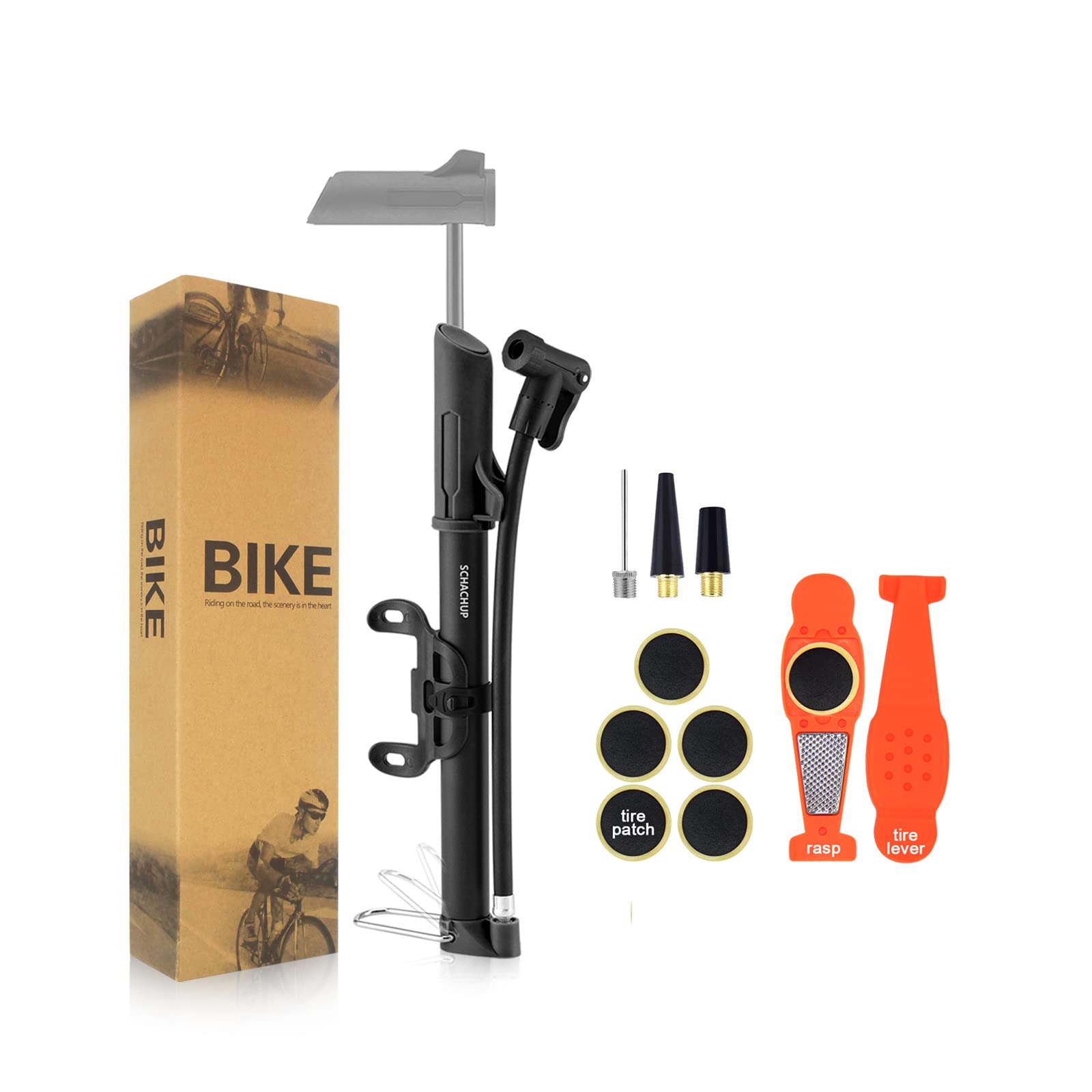 Portable Cycling Bicycle Bike Air Pump w/Mount Frame Basketball Tire  Inflator
