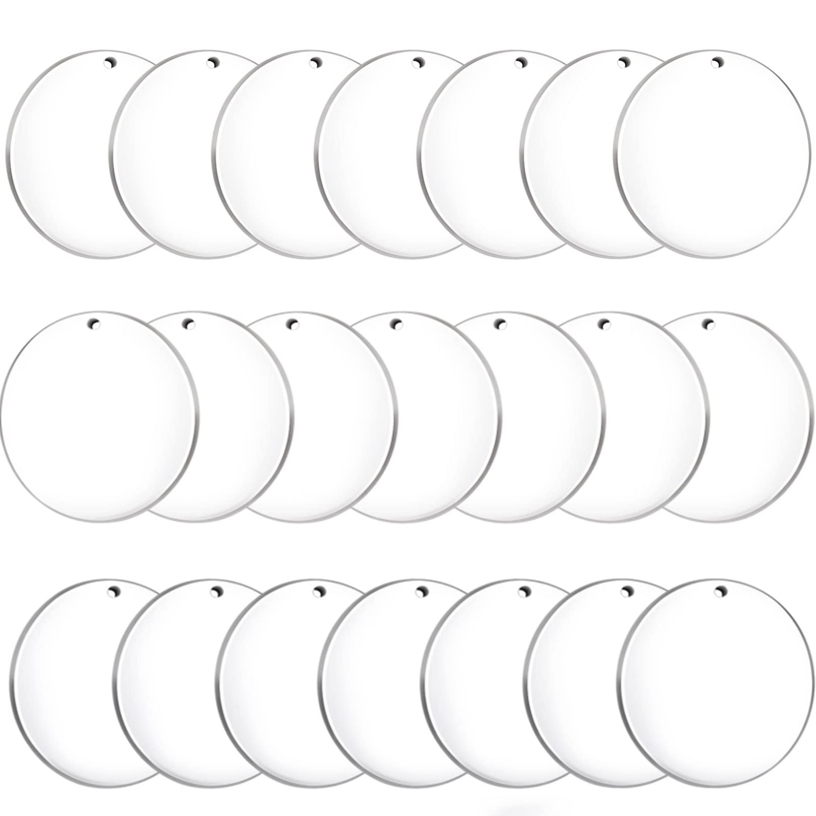 15/30/50PCS Clear Acrylic Circle Disc with Hole for Painting, Round Acrylic  Sheet Blanks Ornaments for DIY, Art Craft, Engraving