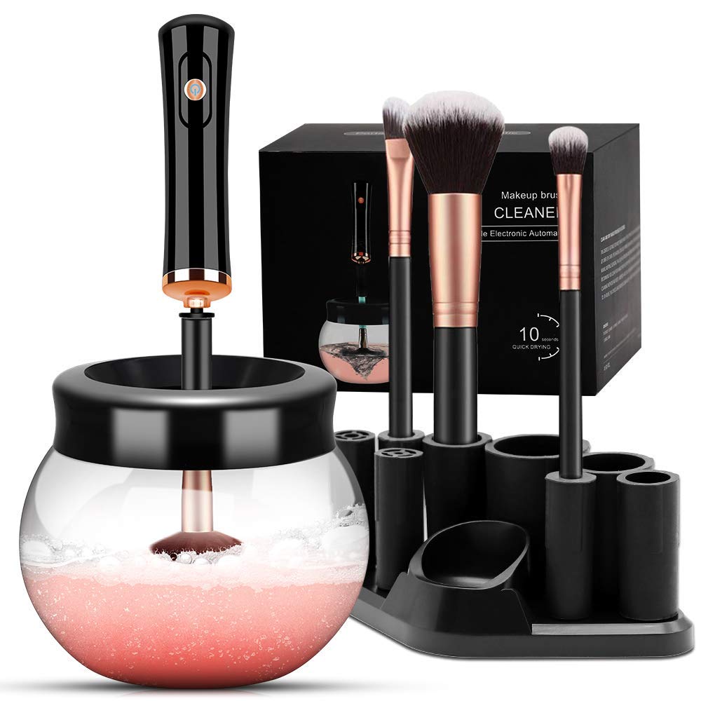 Luxe Electric Makeup Brush Cleaner with Makeup Brush Cleaner Solution, USB  Charging Station, 3 Adjustable Speeds, Make Up Brush Cleaner to Wash and