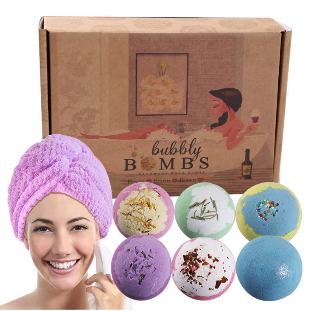 Bath Bombs Gift Set of 6 Bubble Bath, Natural Bath Bombs Spa Stuff with  Fizzes Shea Coco Butter, Scented Bath Set Organic Bath Bomb, Gift Set for  Women