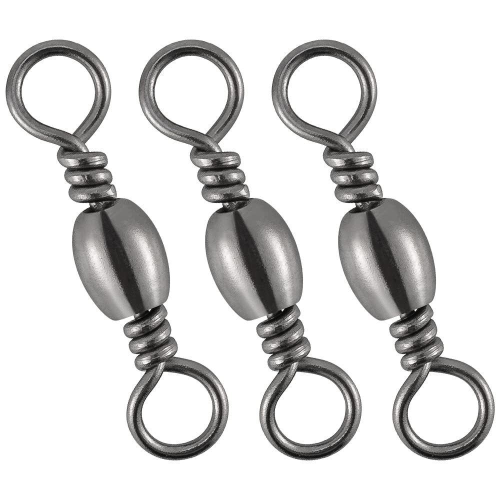 Dr.Fish Fishing Barrel Swivels Stainless Swivels Fishing Tackles Brass  Black Nickel Coating Freshwater Swivels Rolling Saltwater Leaders Line Hook  Connector 50 Pack #12-30LB