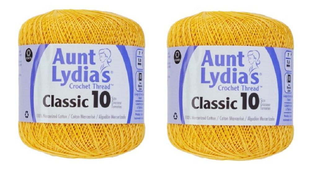 Aunt Lydia's Crochet Thread - Size 10 - Golden Yellow (2-Pack)