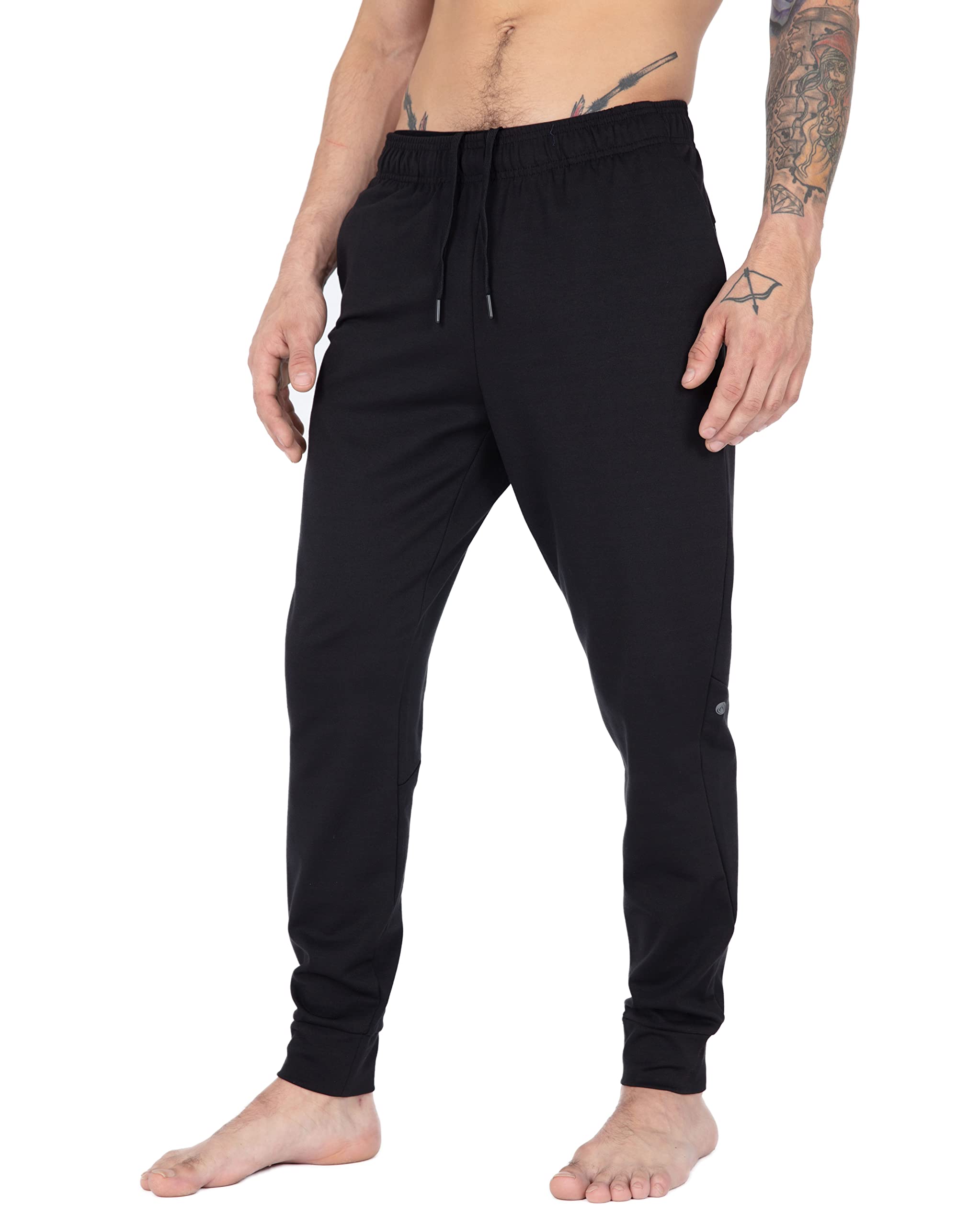 Buy Apana men sport fit plain drawstring sweatpants black Online