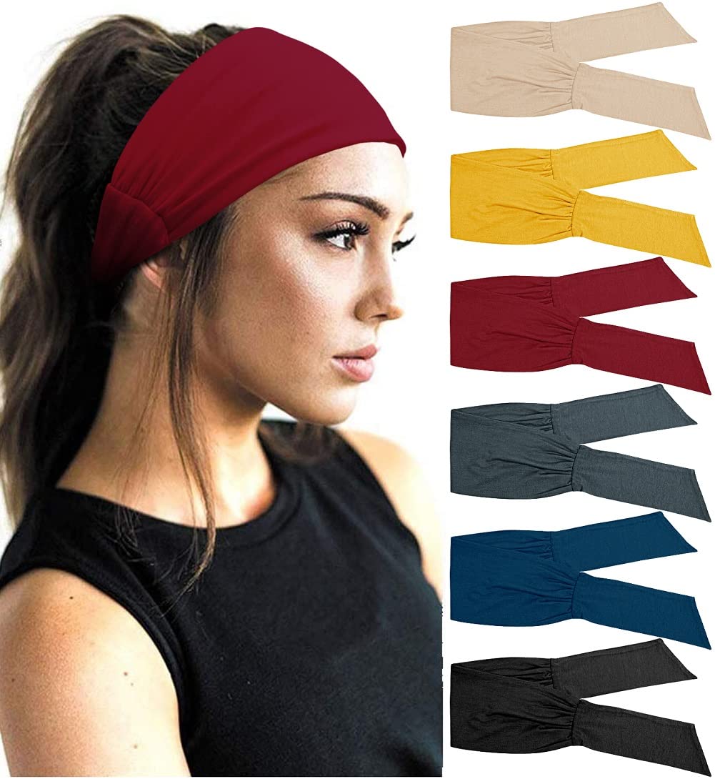 TERSE Adjustable Headbands for Women Non Slip Fashion Knotted Headbands Tie  Headbands for Women's Hair Non Slip for Workout Sports Headbands Color-B