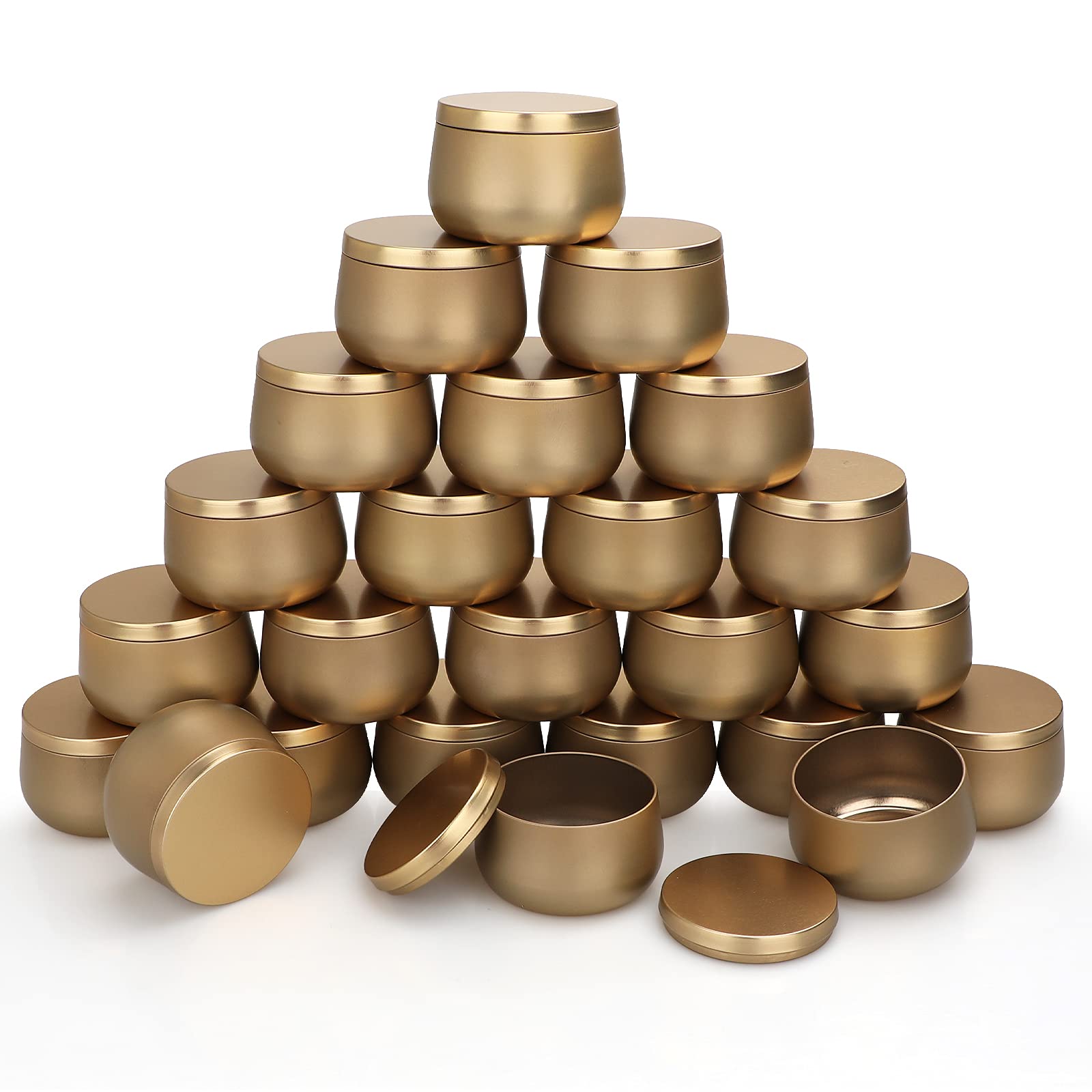 Candle Tin Cans 24 Pieces Candle Containers Candle Jars with Lids 8 oz for  Candles Making Arts & Crafts Storage and Gifts Golden Golden 24 Pack
