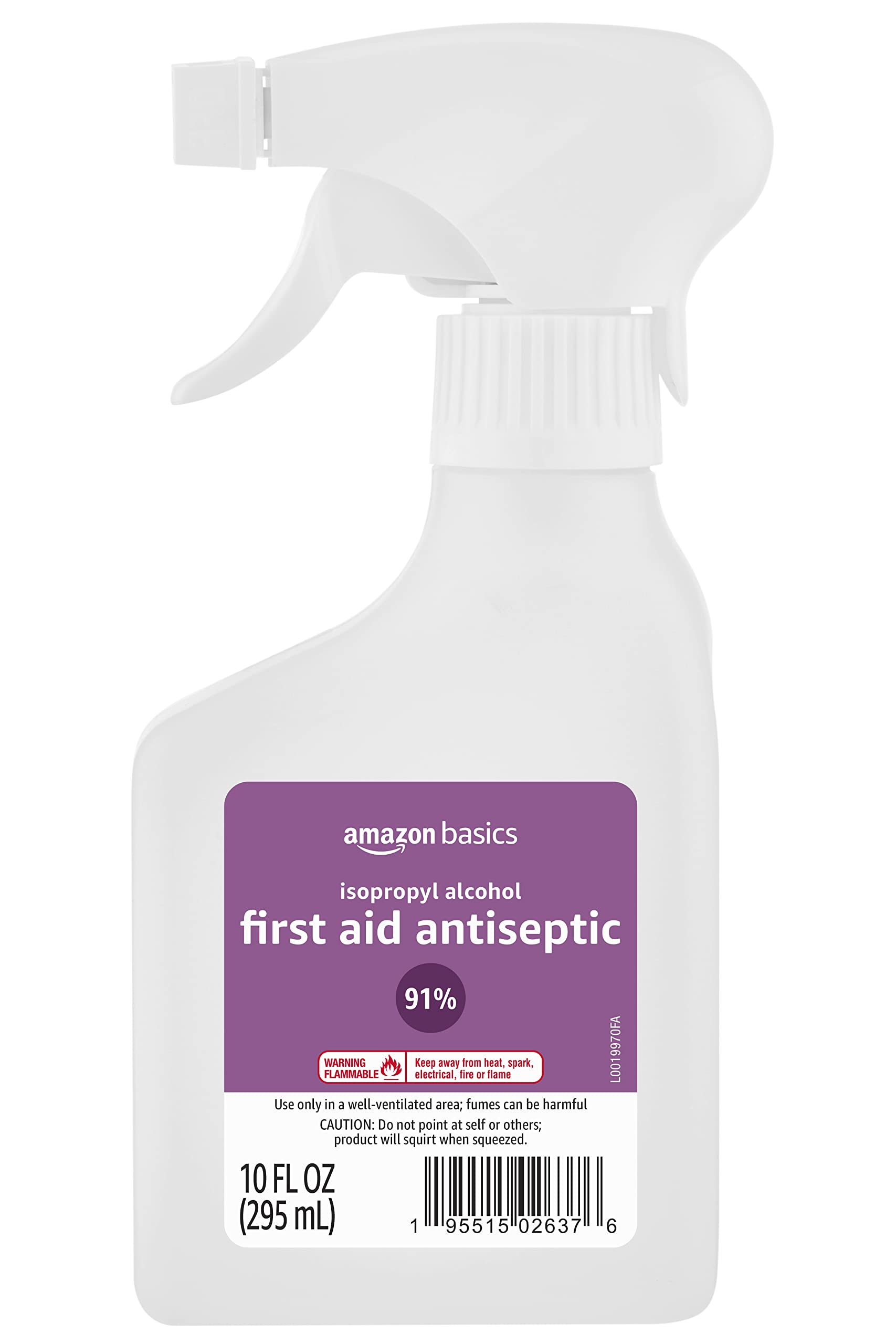 Basics 91% Isopropyl Alcohol First Aid Antiseptic Spray Bottle 10  Fluid Ounces 1-Pack (Previously Solimo) 10 Fl Oz (Pack of 1)