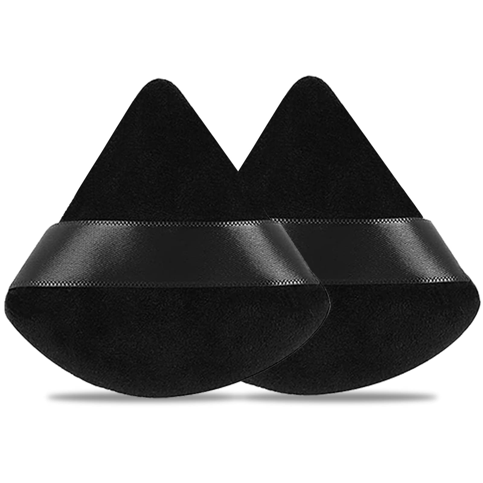 2 Pcs Triangle Makeup Powder Puff for Face Powder Soft Triangle Velour Powder  Puff Reusable Triangle Powder Pad Pressed Applicator for Under Eyes and  Face Corners Loose Setting Powder (Black & Pink) 