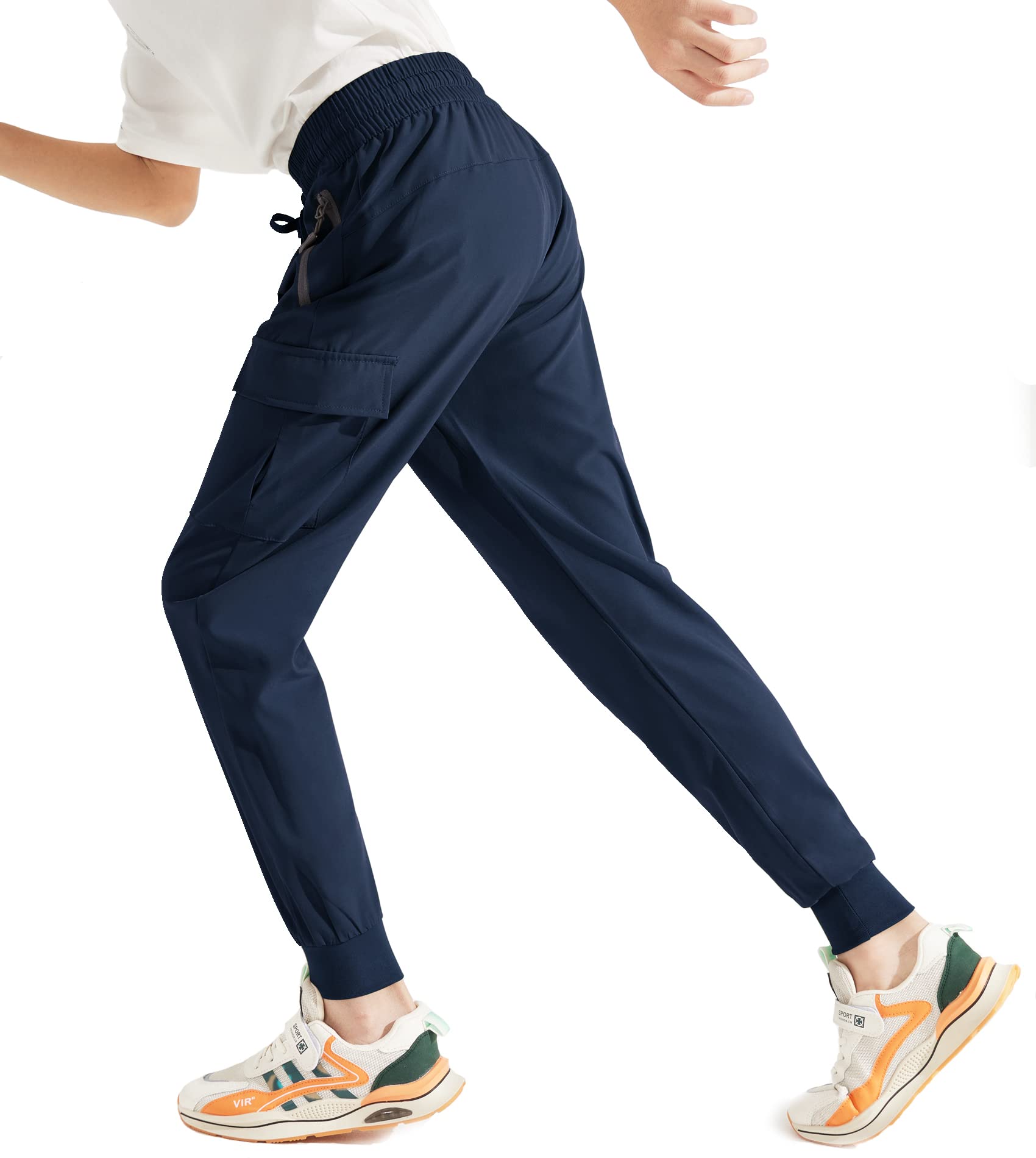 Libin Boy's Youth Cargo Joggers Pants Quick Dry Hiking Active Pull-On  Lightweight Tapered Pants for Sports Outdoor Running 03-navy Blue X-Large