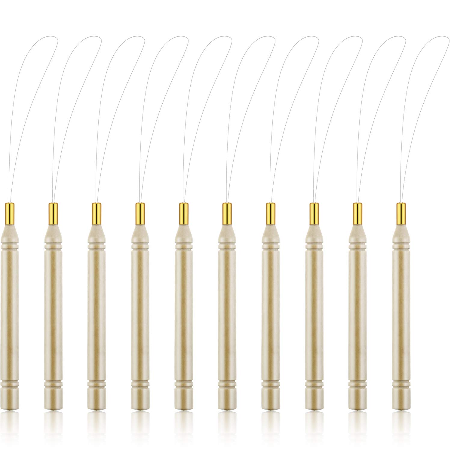 Pack of 5 Wooden Handle Hair Extensions Loop Needle Threader
