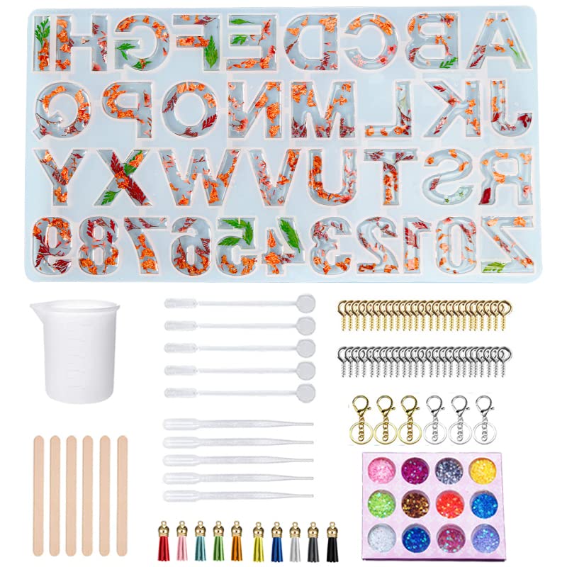 353pcs DIY Colorful Letter Silicone Molds Large Alphabet Jewelry Resin  Casting Molds Tools Set Number Moulds Kit Resin Mold For DIY Crafts Making