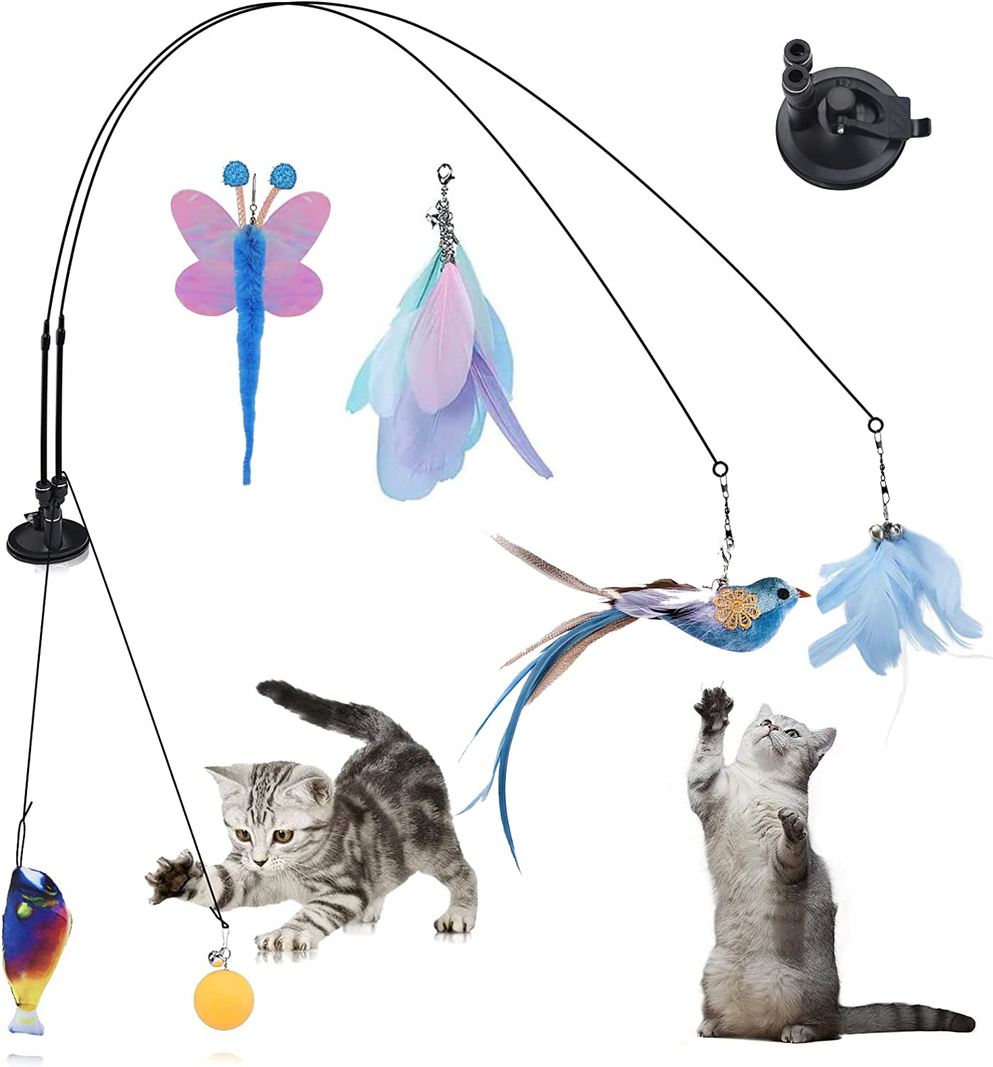 1pc Feather Detail Cat Teaser Stick, Cat Interactive Fishing Pole Toys For  Indoor Cats To Play Chase Exercise With Bell