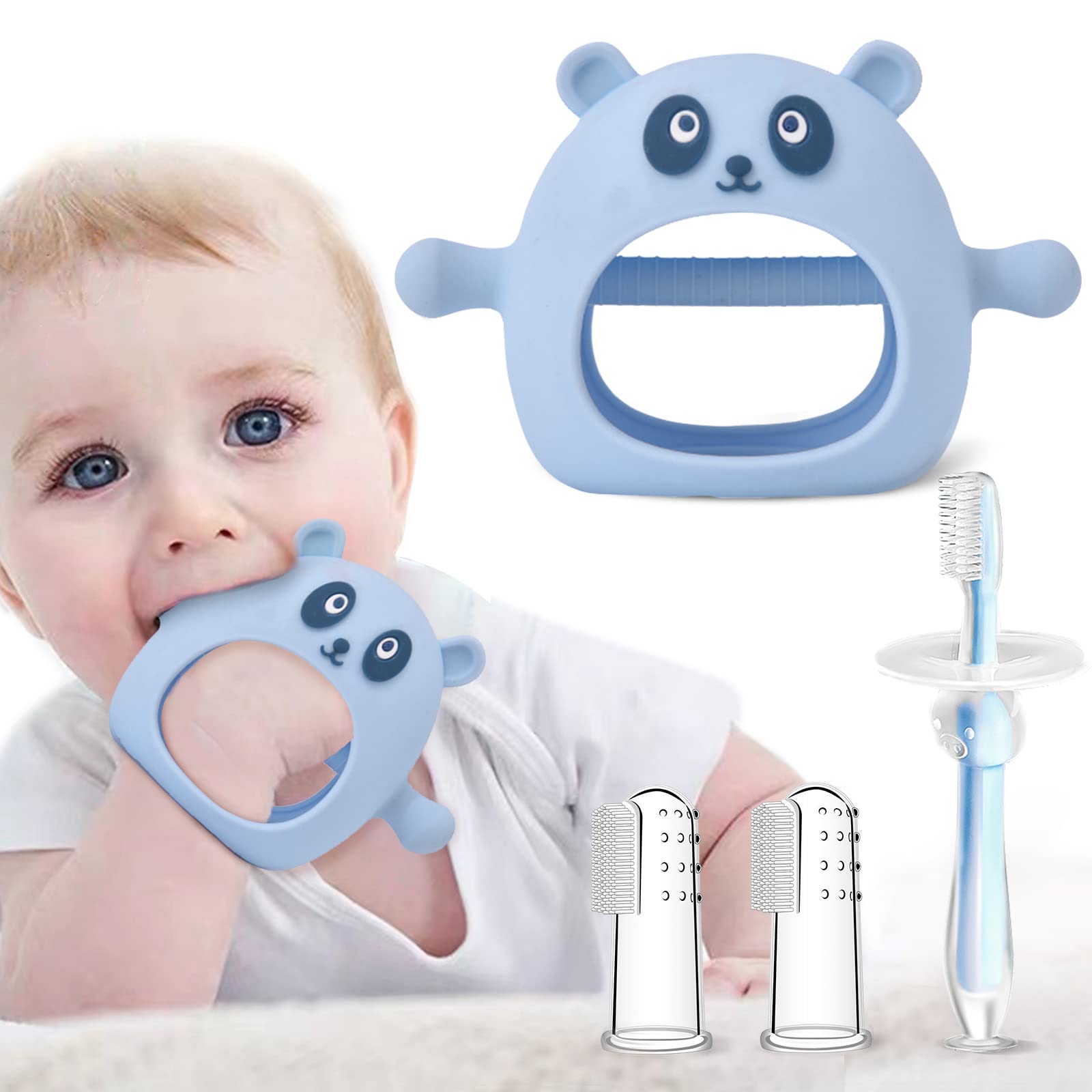 3 Pack Baby Teether Teething Toys for Babies 0-6 Months Baby Teething Toy  Silicone Anti Dropping Infant Hand Teether Pacifiers Wrist Hand Chew Toys