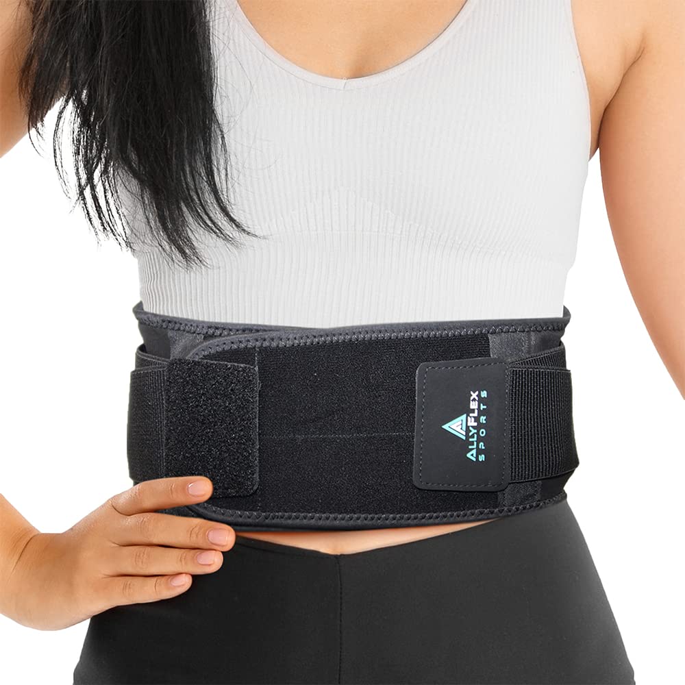 AllyFlex Sports - Back Brace for Lower Back Pain Back Support Belts with  Adjustable Strap Breathable Lumbar
