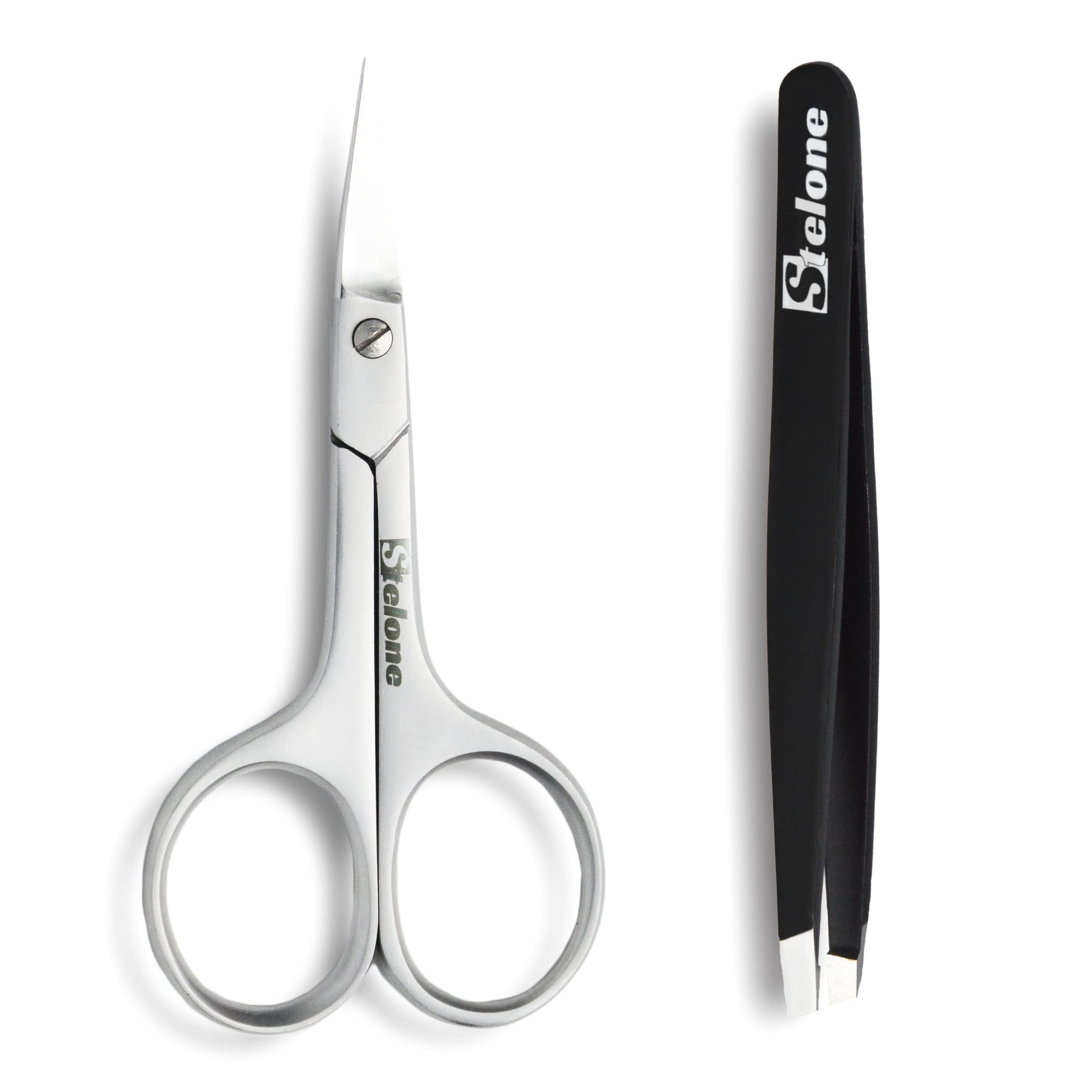 Stelone Professional Grooming Scissors - Eyebrow Scissors - Small Curved  Stainless Steel Manicure & Beauty Scissor for Women
