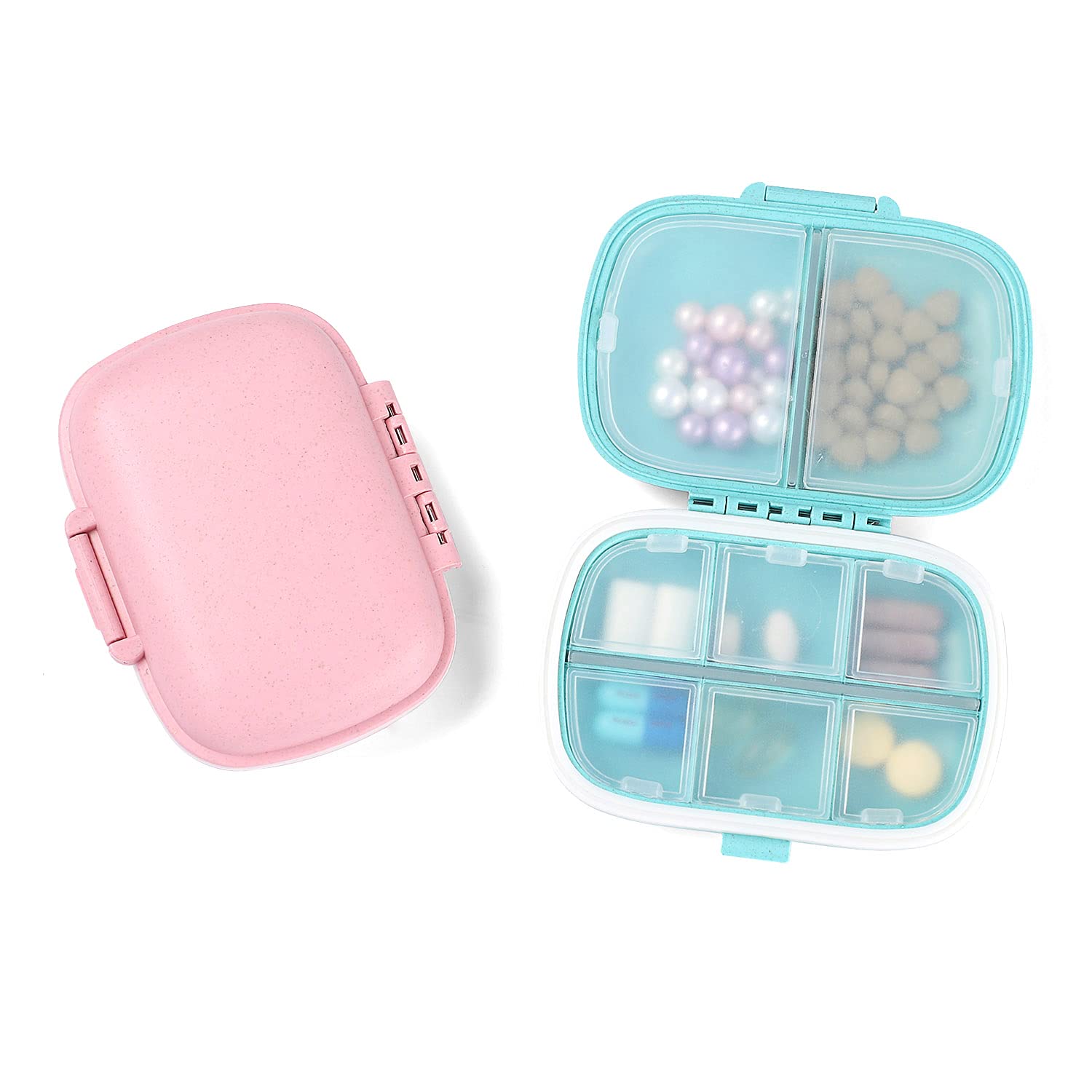 Kigai Pink Stars Travel Pill Case, Pill Bottle Organizer with 8 Pill Box  Inside, Medication Bag, Carrier for Pills, Fish Oil, Vitamins