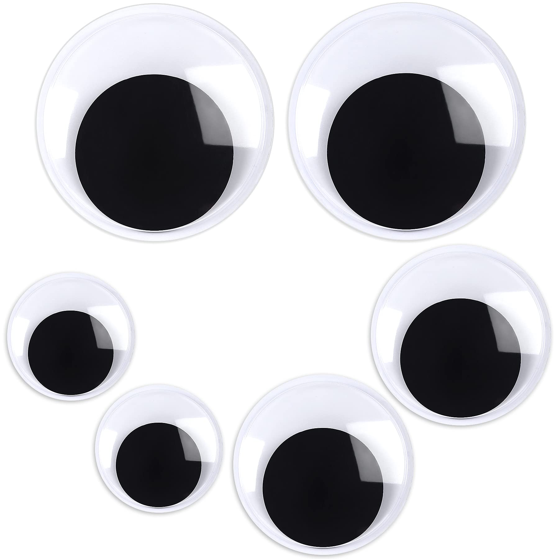 6 Pieces Googly Google Eyes Self Adhesive Googlie Craft Wiggle Eyes (2  Inches 3 Inches 4 Inches) Black and White 2 Inches,3 Inches,4 Inches