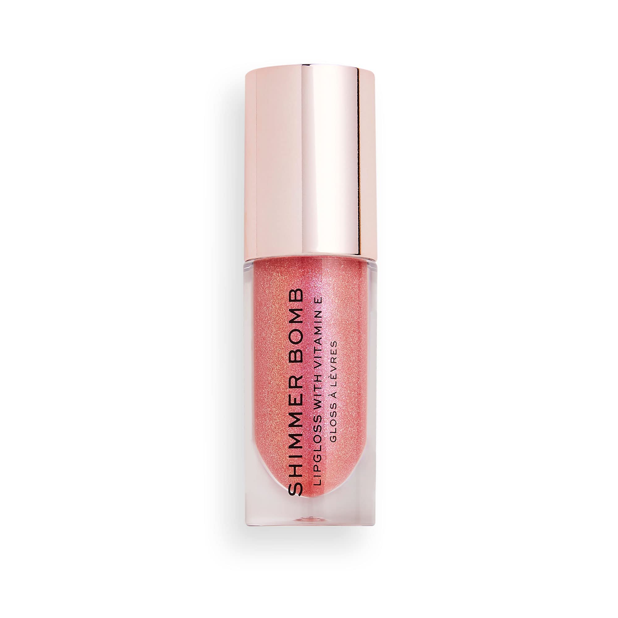 Revolution Shimmer Bomb Lip Gloss, Lip Tint Infused With Vitamin E,  Shimmery Finish, Comes In 6 Colors, Glimmer