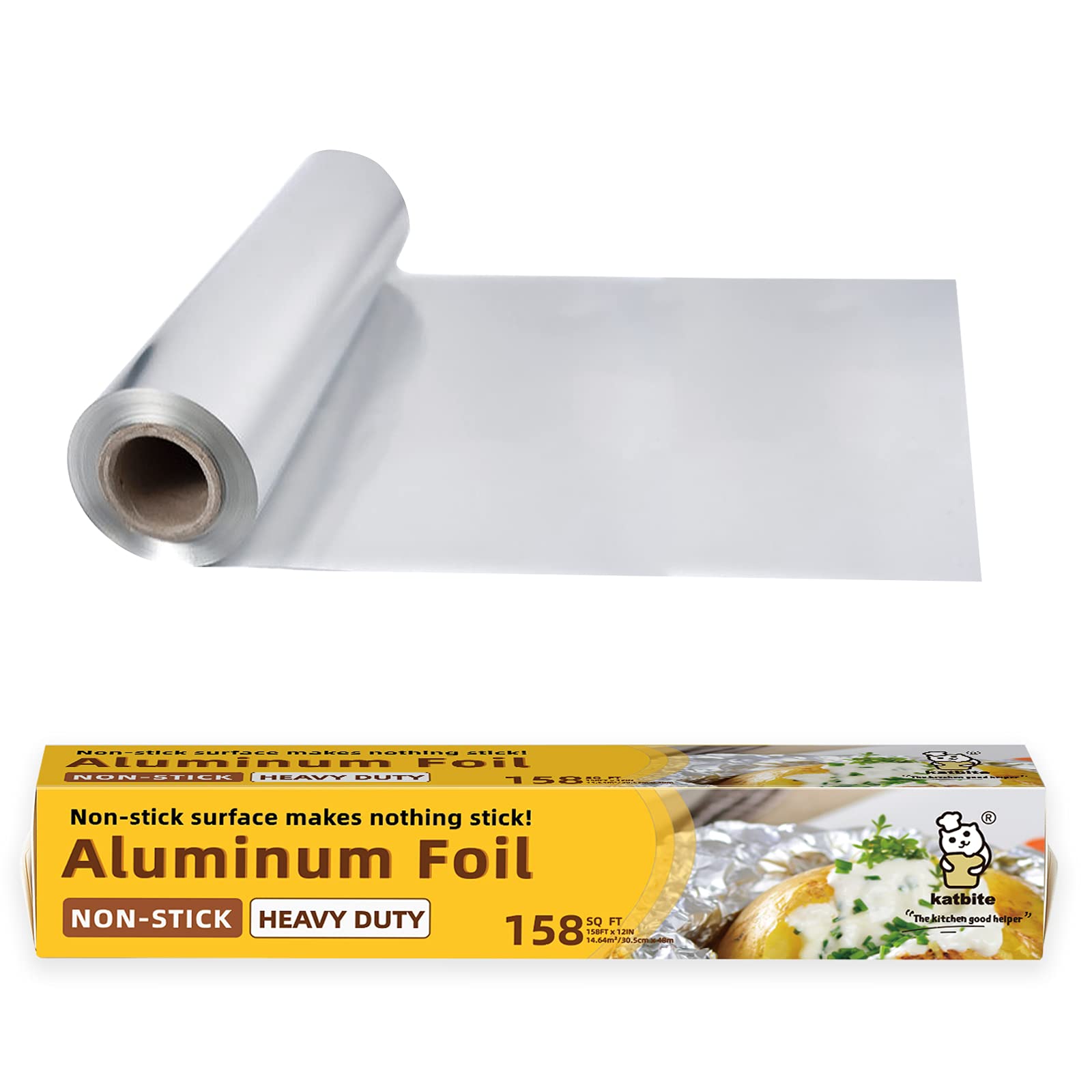 Abbey'sHome Shop Set of 2 Non Stick Foil Aluminum Roll- Refill- Baking- Standard Tin Sheet Cooking- Grill Foil, Silver, 12 Inches (ALF2)