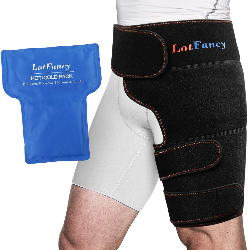 LotFancy Hip Brace with Hot Cold Pack, Gel Ice Pack Groin Wrap Support for  Women and Men, Compression Brace for Hamstring, Thigh, Sciatica, Arthritis,  Bursitis, Injuries, Nerve Pain Relief