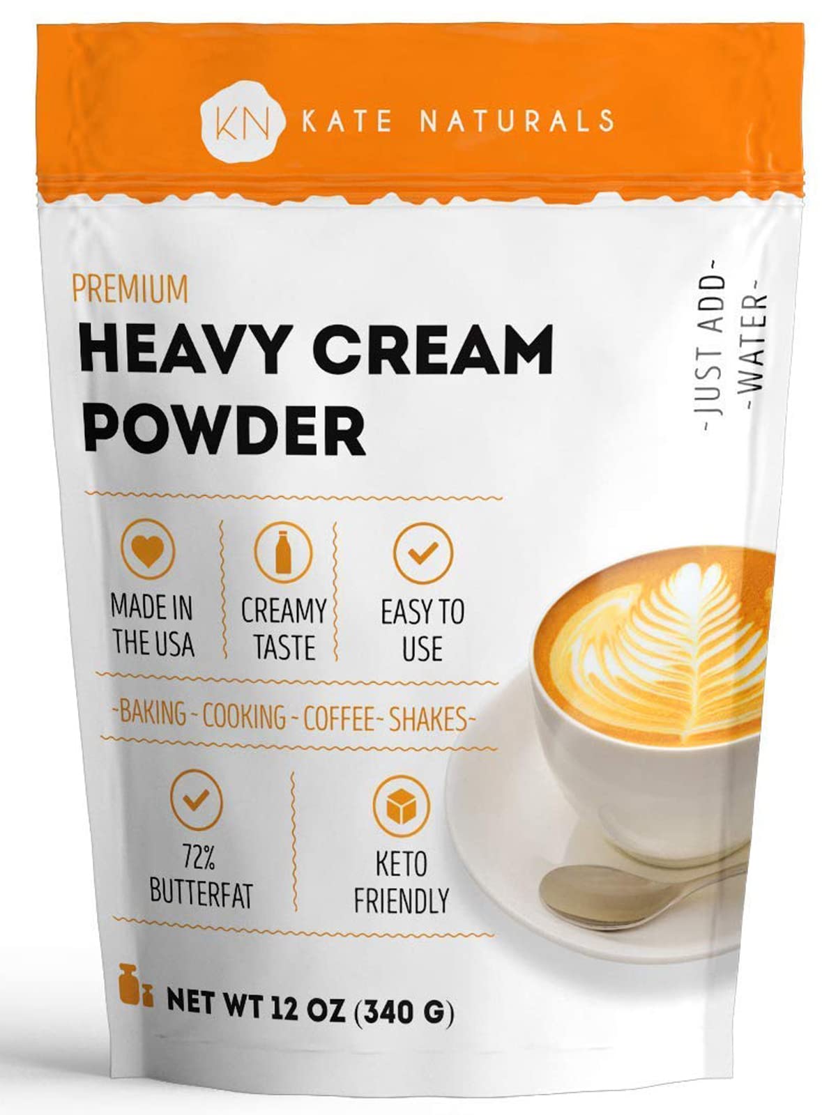 Heavy Cream Powder for Coffee & Heavy Whipping Cream (12oz) - Kate  Naturals. Powdered Cream for Sour Cream, Butter, Clotted and Whipped Cream.  Instant