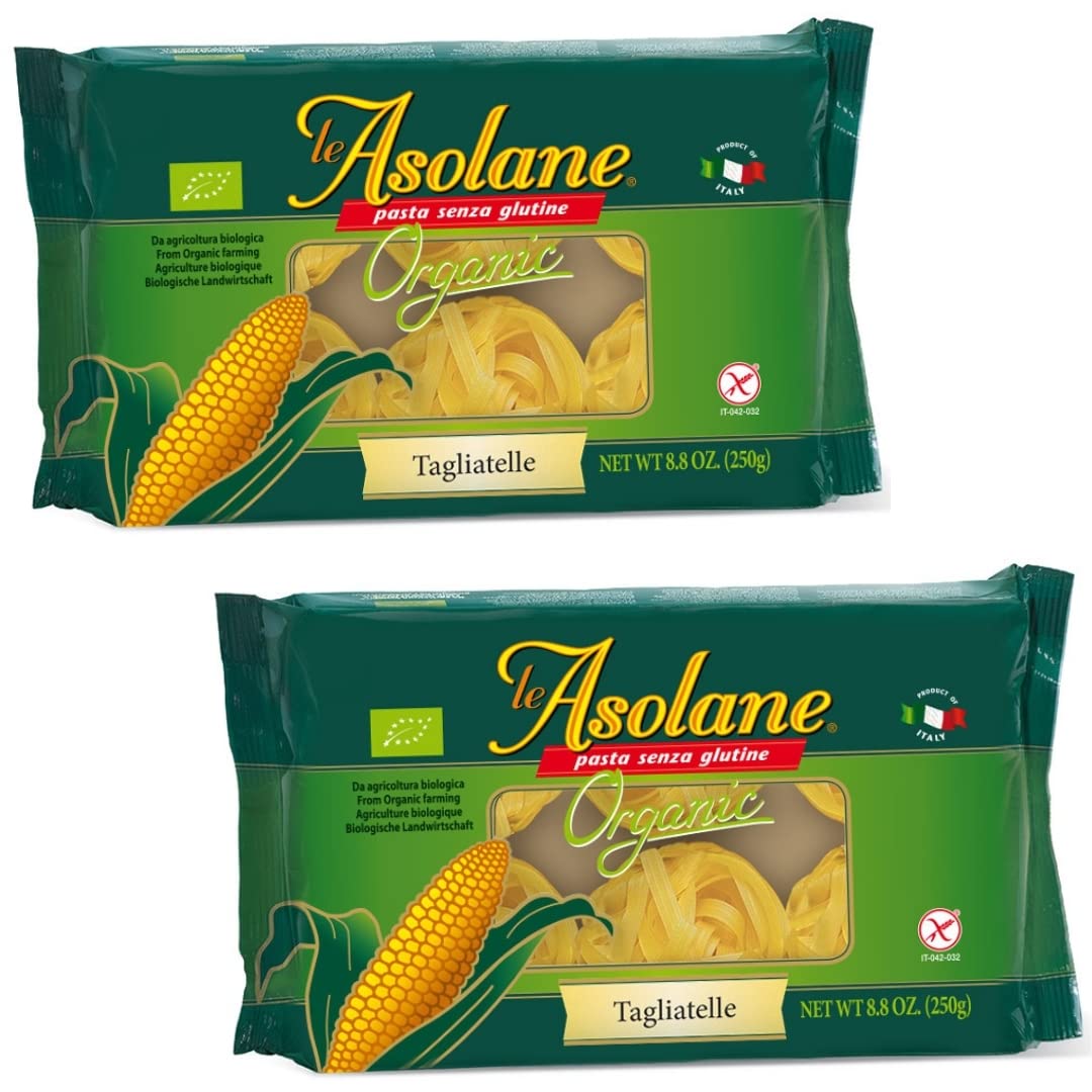 Le Asolane Certified Organic Gluten Free Tagliatelle Pasta, 2 Pack