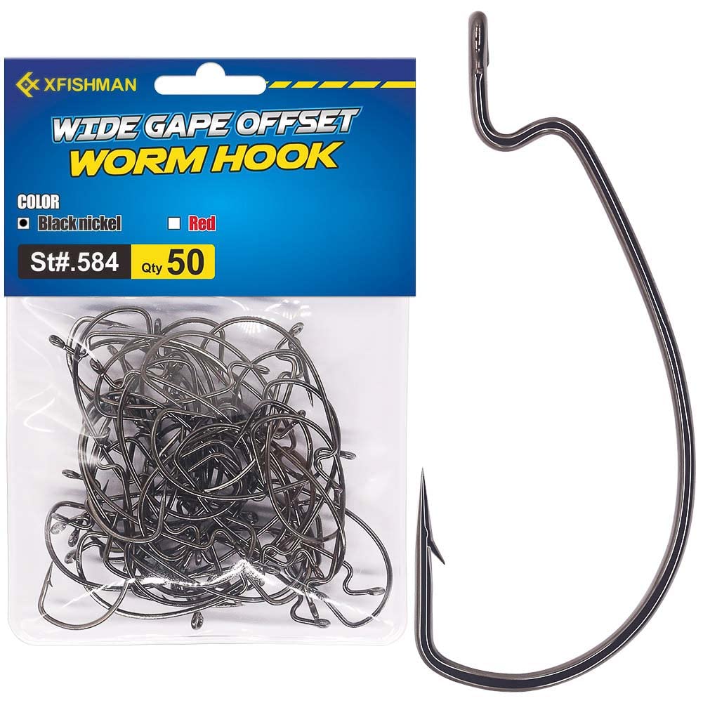 Gamakatsu EWG Offset Worm Hook, Bulk 25 Pack - Black Nickel, 2/0, 3/0, 4/0,  5/0
