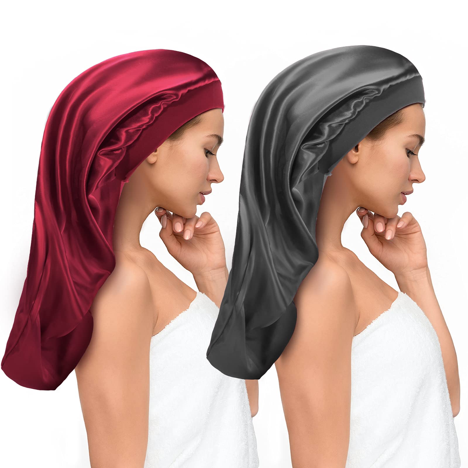 Long Silky Sleep Bonnet For Curly Hair, Hair Bonnets For Women Satin, Hair  Bonnets Long Braids Satin Sleeping Caps