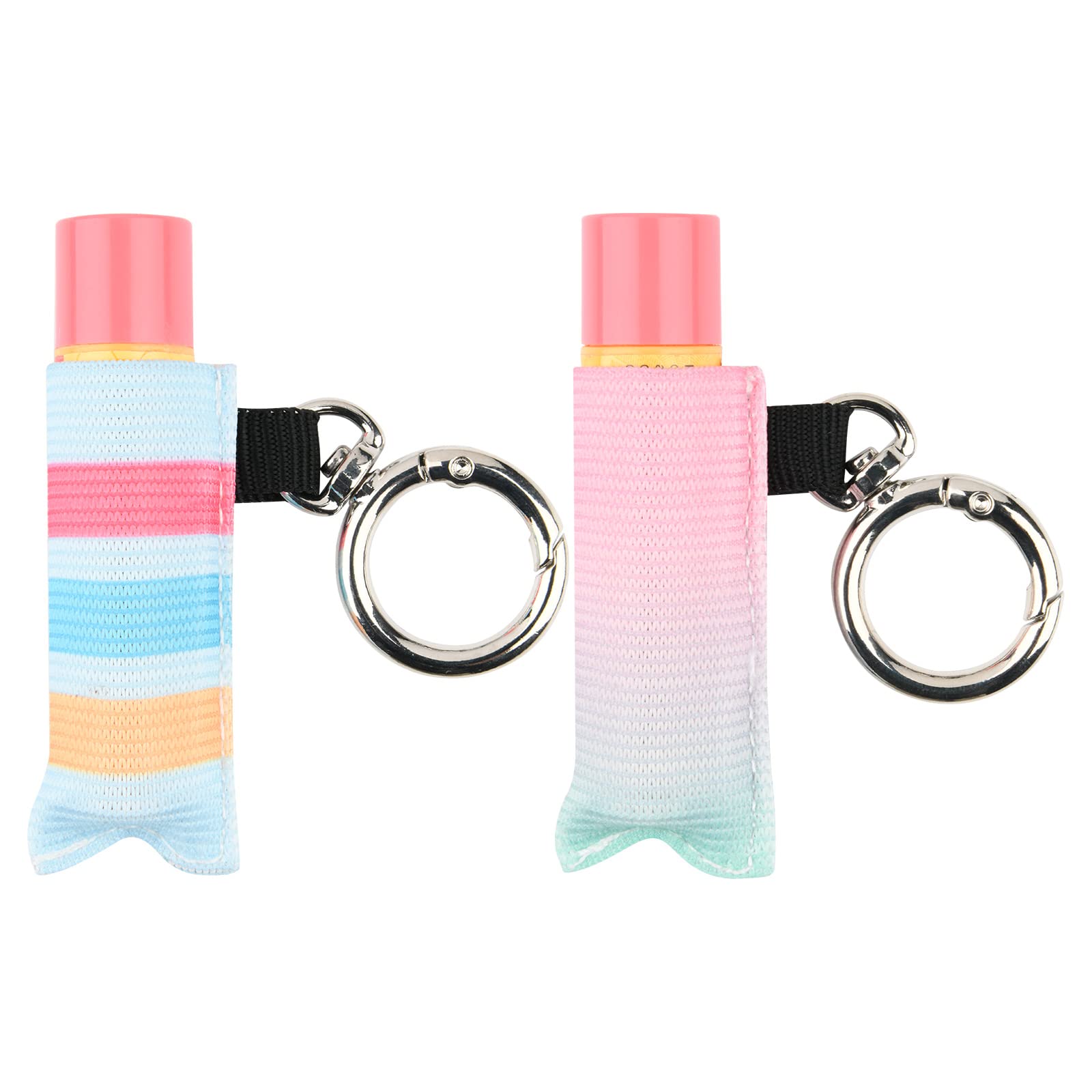 Beautyflier Minimalist Design Lip Balm Holder Keychain Clip on Chapstick  Sleeves Holder Elastic Lip Butters Lipstick Keychain Holder (Geometry)