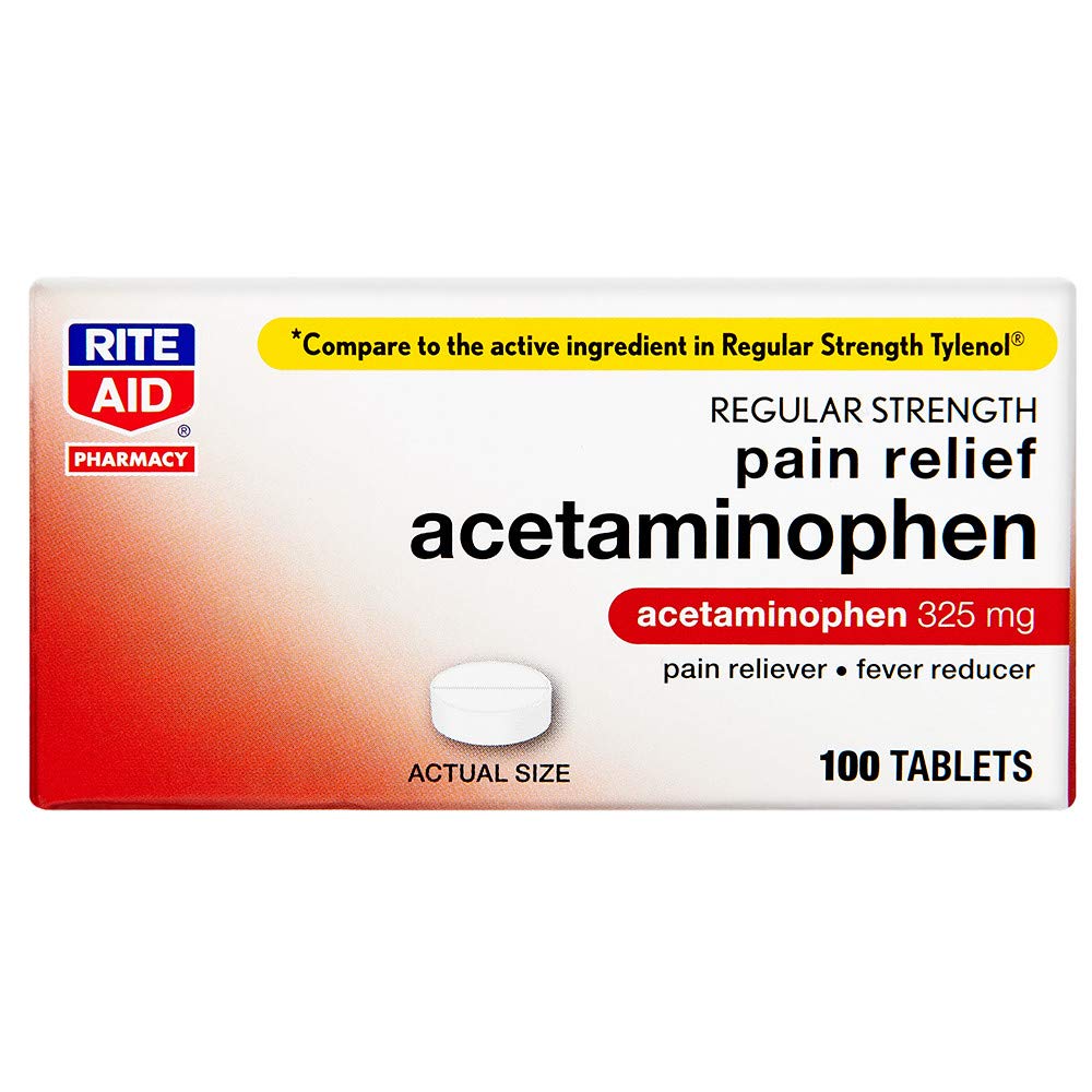  Rite Aid Regular Strength Pain Relief Acetaminophen, 325mg -  100 Tablets, Pain Reliever and Fever Reducer, Joint Pain Relief, Muscle  Pain Relief, Arthritis Pain Relief
