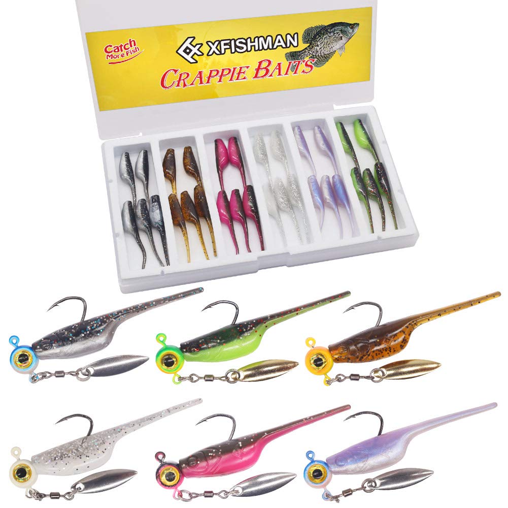 Crappie-Baits- Plastics-Jig-Heads-Kit-Shad-Minnow-Fishing-Lures-for Crappie-Panfish-Bluegill-40  &135