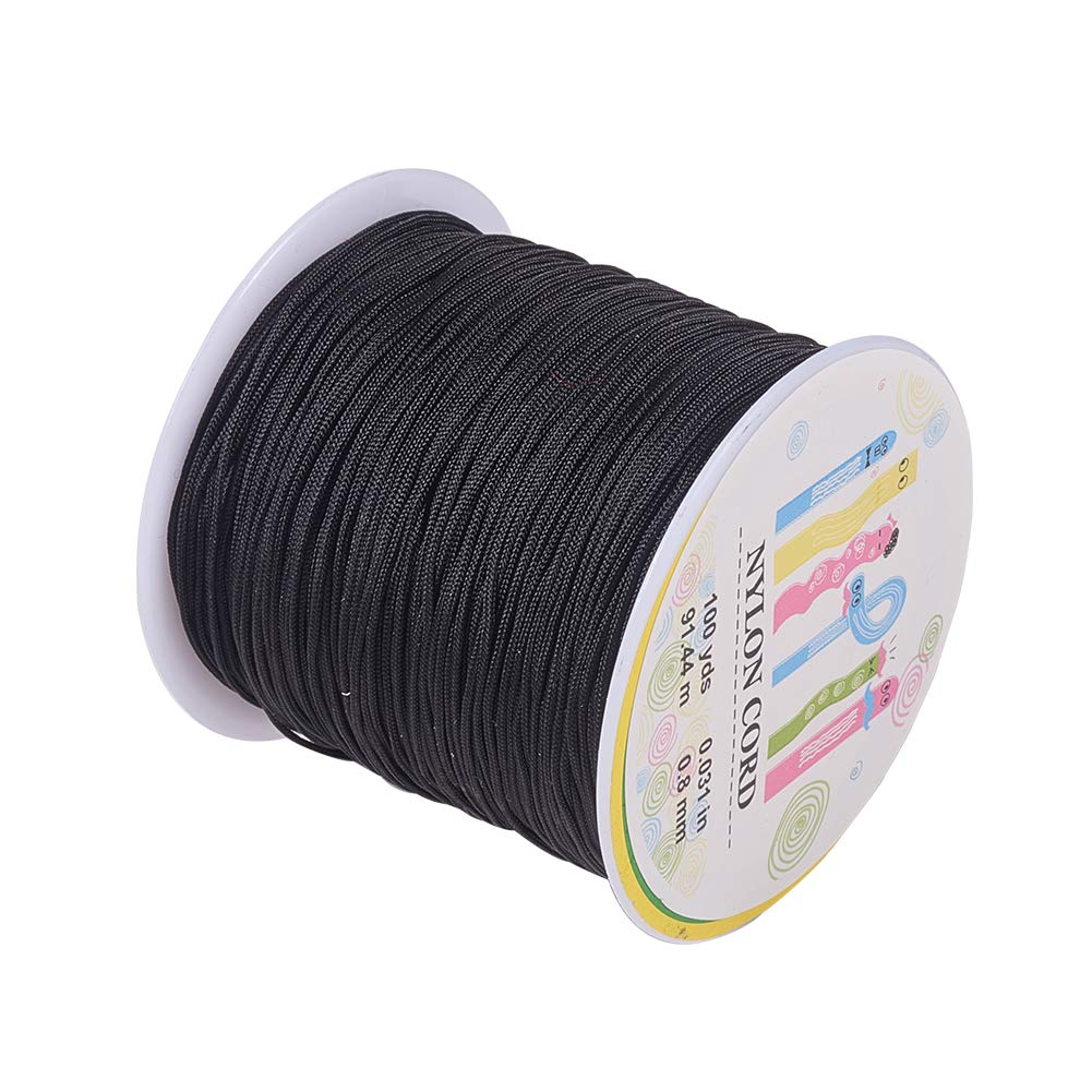 PH PandaHall 100 Yards 0.8mm Nylon Beading String Wind Chime Cord  Replacement Nylon Thread for Bracelet Chinese Knotting Cord Black Kumihimo  Macrame Cord Braided Lift Shade Cord for Blind Windows