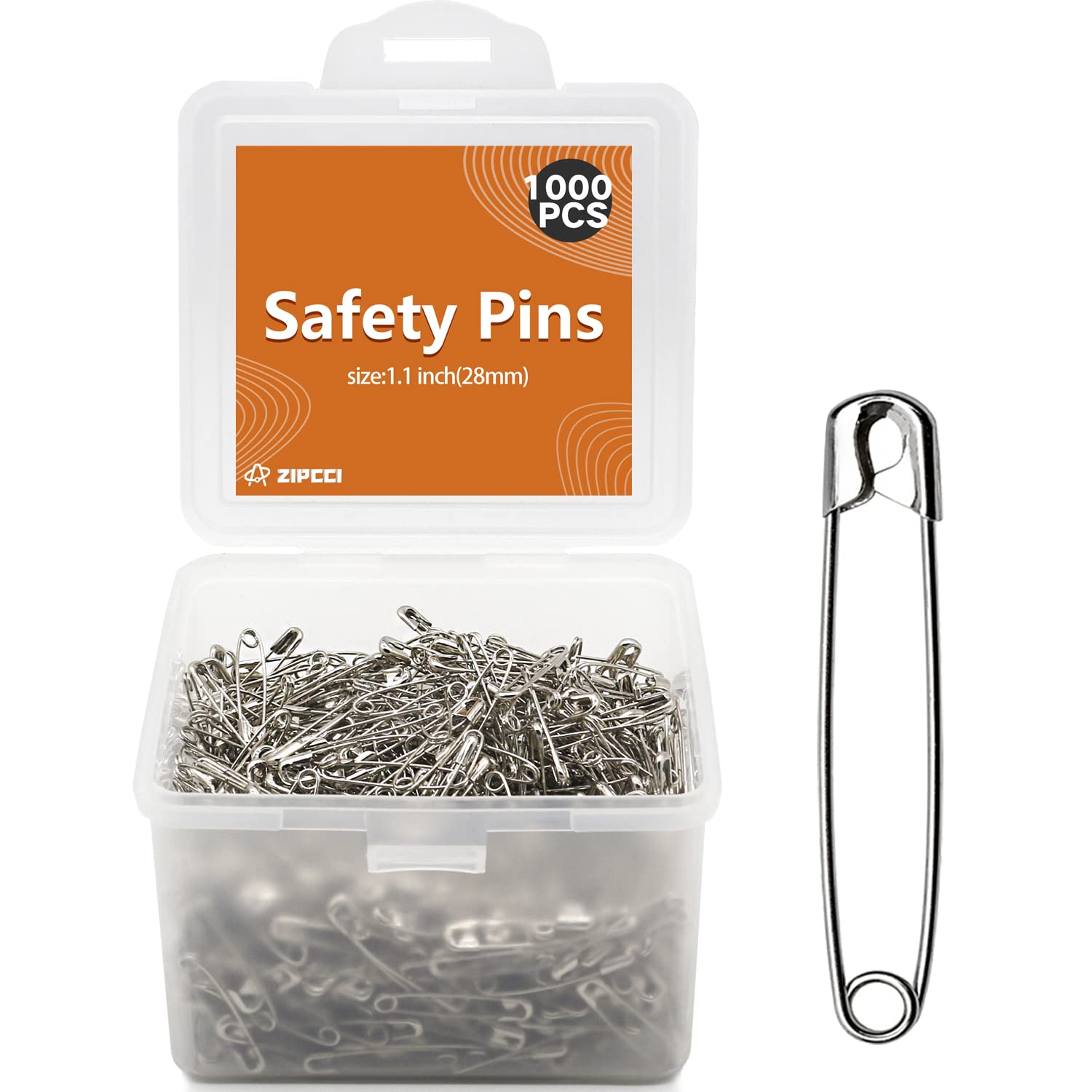1000 Pcs ZIPCCI 1.1 inch Safety Pins Small Safety Pins Mini Safety Pins  Small Nickel Plated