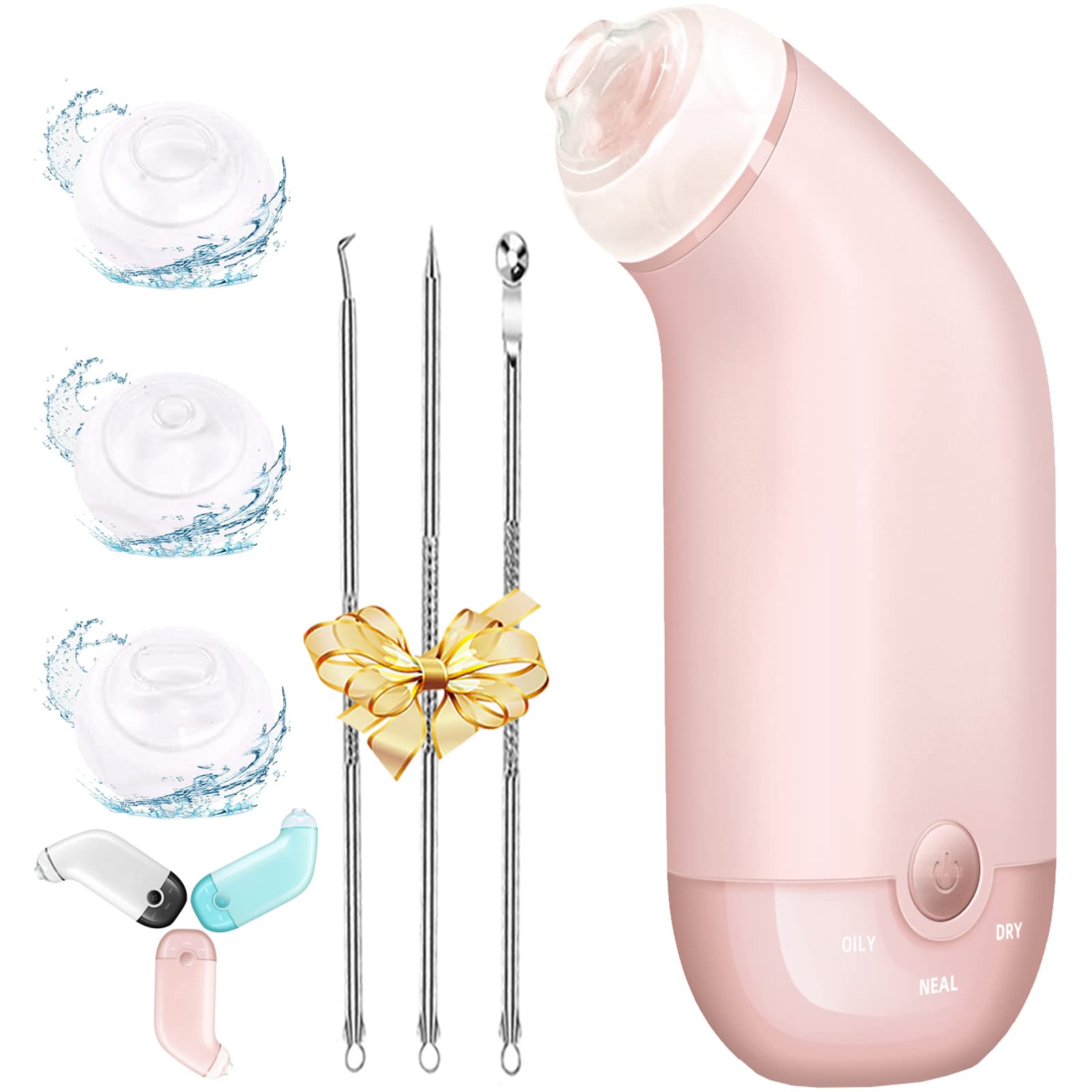 Blackhead Remover Pore Vacuum Cleaner - USB Rechargeable Electric Suctioner  with 3 Probes, Upgraded Facial Pore Cleaner in Light Pink