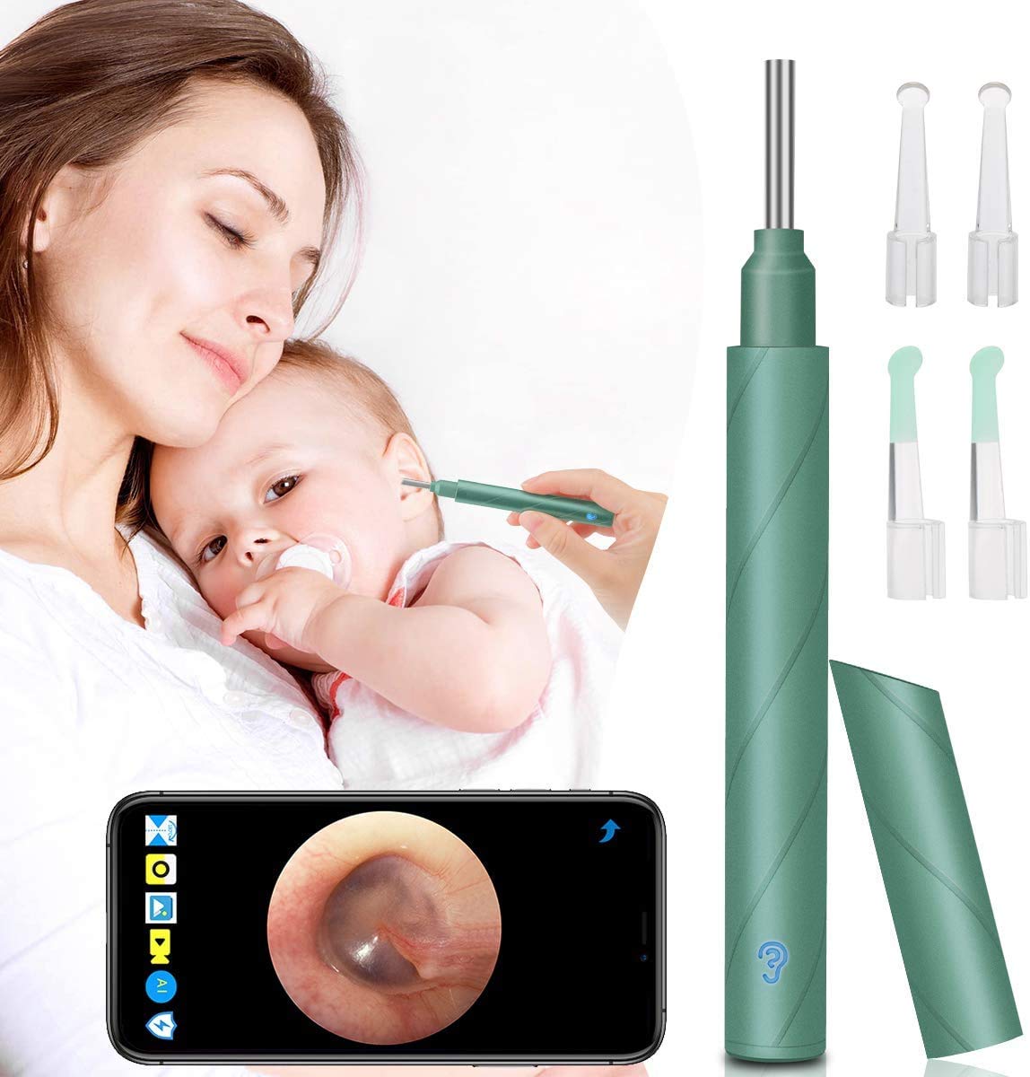 Ear Wax Removal Ear Cleaner with Camera Earwax Remover Tool Ear Camera  Otoscope kit with Light Ear Wax Camera with 6 Ear Spoon for Kids Adults &  Pets