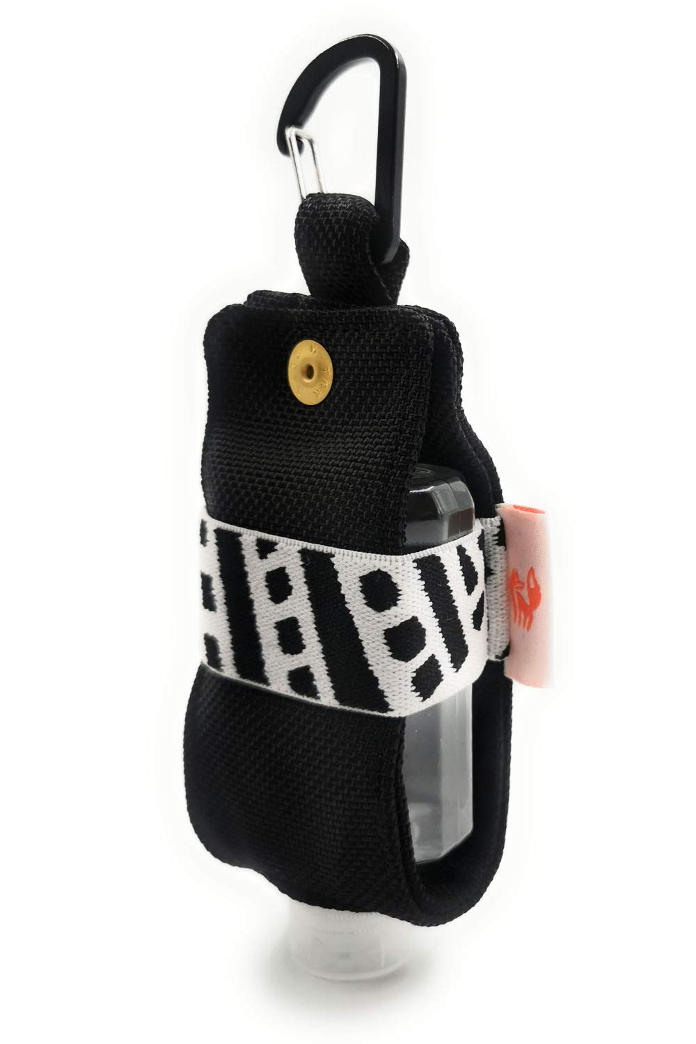 Travel Size Hand Sanitizer Holder Bottle Case and Carabiner Carrier  bag-Portable Mini Waist Bag for Liquids Clip On Belt Loop Backpack and Purse  - Includes Empty 60ml/ 2 oz Reusable Bottle (Black)