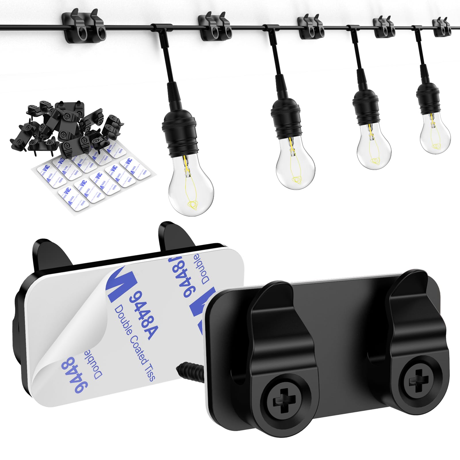 Mini Outdoor Cable Clips with Adhesive Tapes Light Clips Decoration Clips  Self Adhesive Hooks Wire Holder