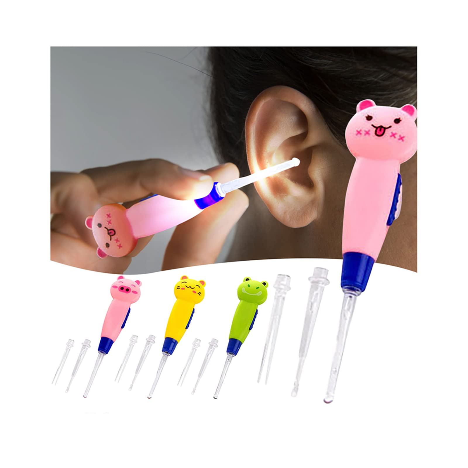 LED Earwax Spoon Ear Pick Children Ear Cleaning Tool Newborn Ear Wax  Removal Kit