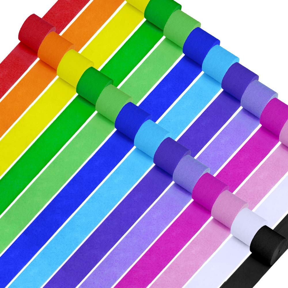 Rainbow Crepe Paper Streamers - 6 Rolls Colorful Party Streamers for  Various Festival Party Decorations