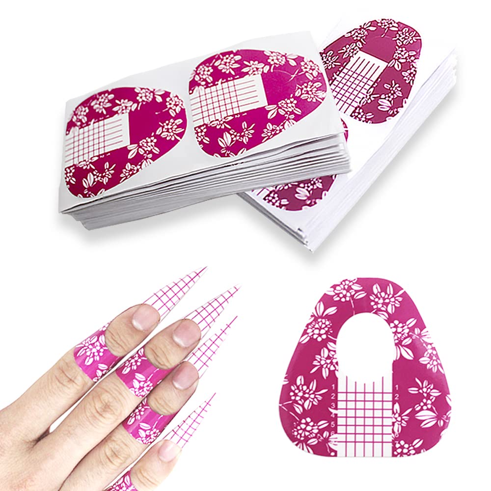 LAIION 200PCS Acrylic Nail Forms Purple Color Horseshoe-Shape Nail  Extension Tips Long Nail Forms for