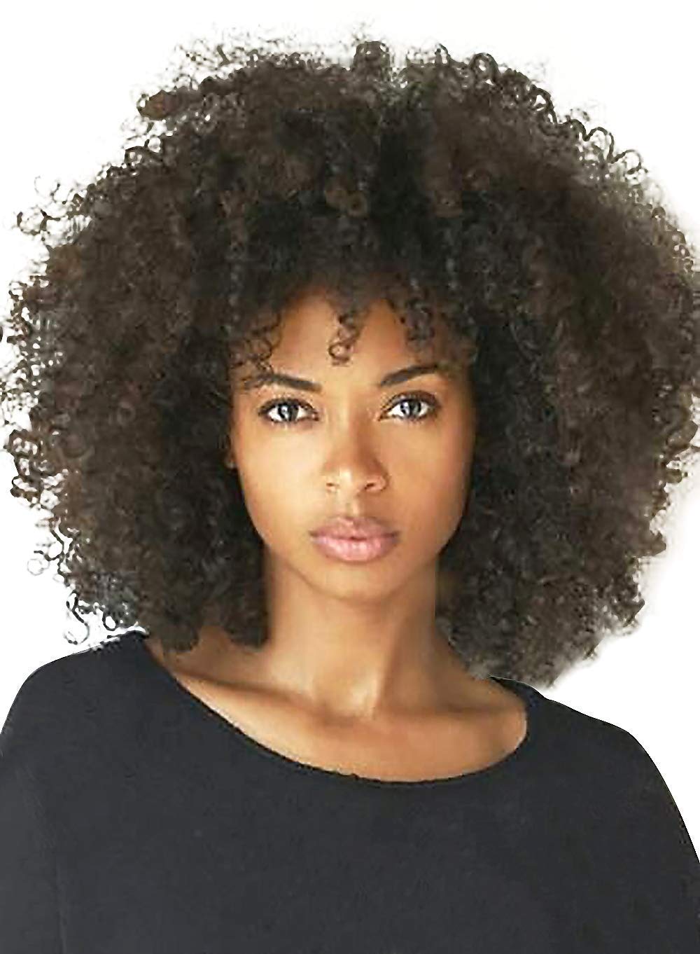 Kalyss 8 Short Kinky Curly Wigs for Women Black Premium Synthetic