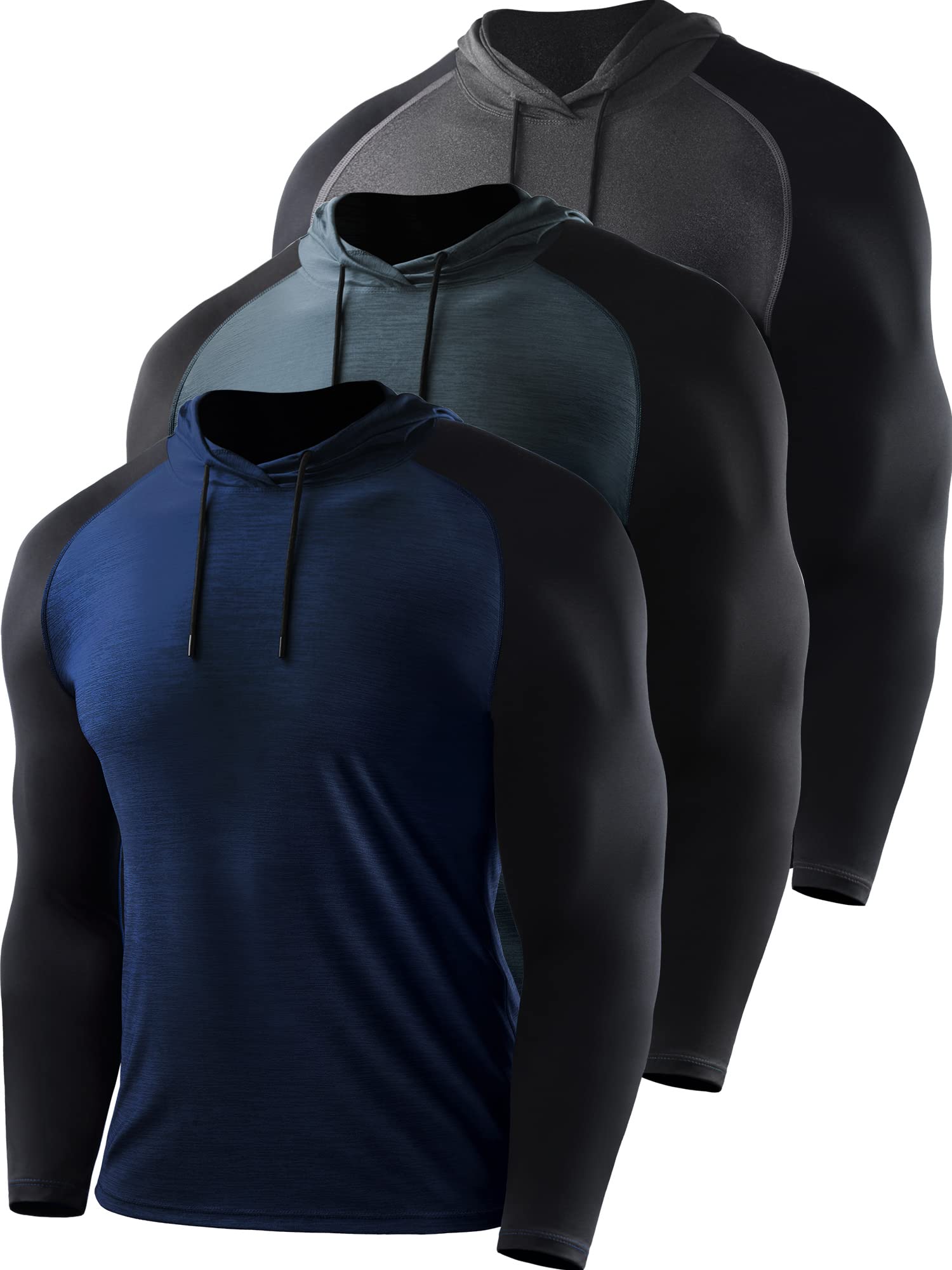 CADMUS Men's Workout Long Sleeve Fishing Shirts UPF 50+ Sun Protection Dry  Fit Hoodies Medium