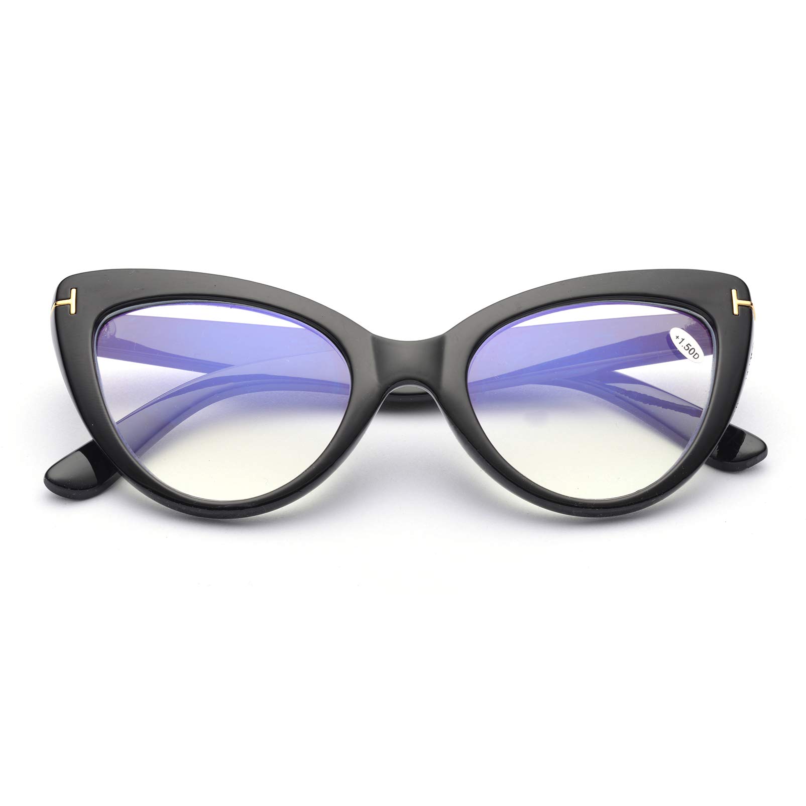 Women Reading Glasses Large Frame Oversized Cat Eye Eyeglasses Anti Blue  Light