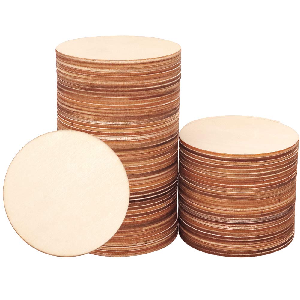 80pcs Unfinished Wood Circle 3 Inch Wooden Circles for Crafts for Wooden  Coasters DIY Crafts and