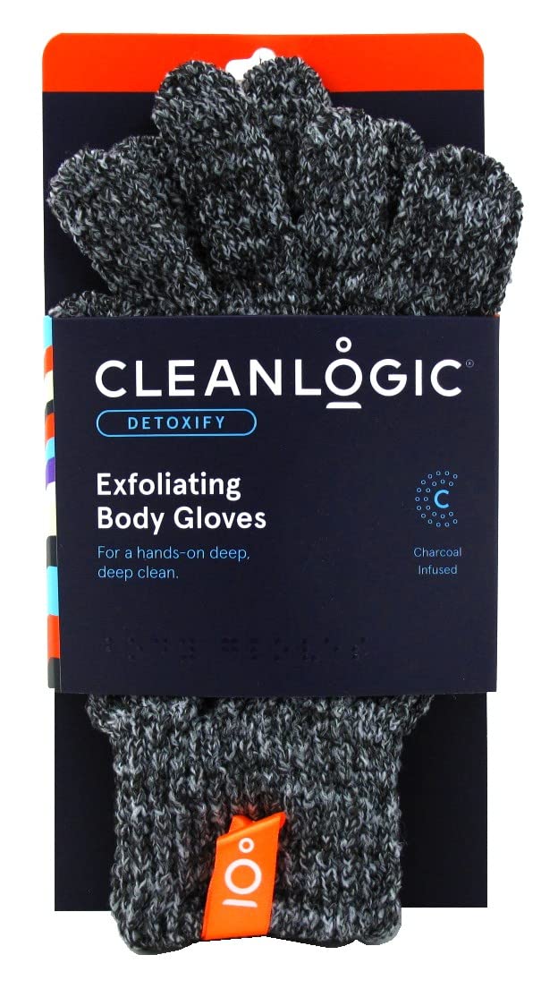 Clean Logic Exfoliating Body Gloves Charcoal Infused Pack Of 2